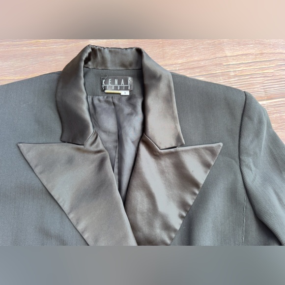 Kenar Studio Black Blazer Women’s Size 6 Double Breasted Satin Lapel Jacket - Picture 6 of 13